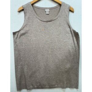 Chico's Womens Easywear Rayon Tank Top Summer Size 2 US L Solid Tan Lightweight